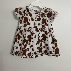 Cow print Girls youth blouse Bow detail on shoulder size 5